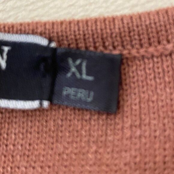 PERUVIAN CONNECTION Rust Brown Short Sleeve 100% Pima Cotton Womens Sweater XL - Picture 3 of 8